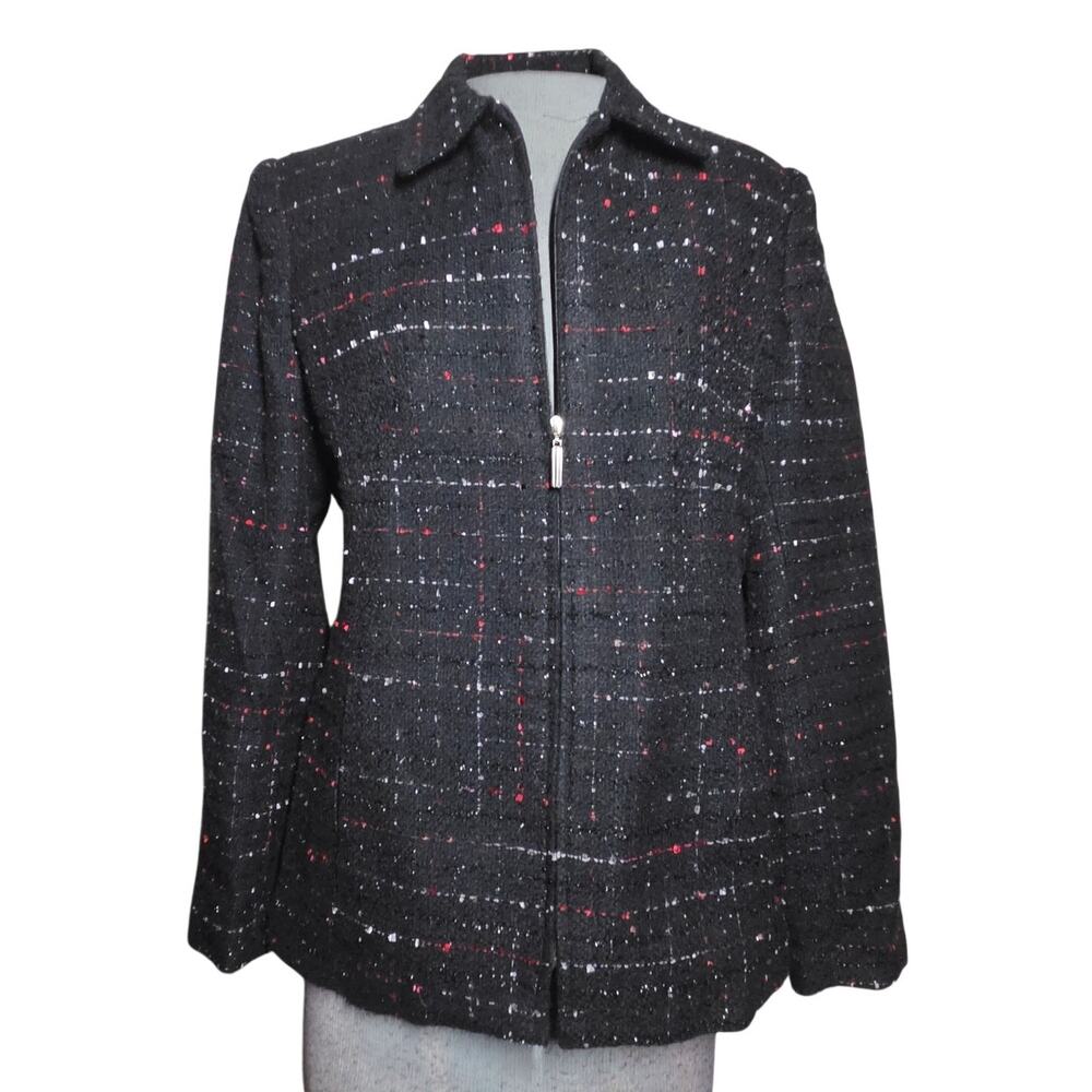 Tweed Full Zip Blazer Jacket Size 8